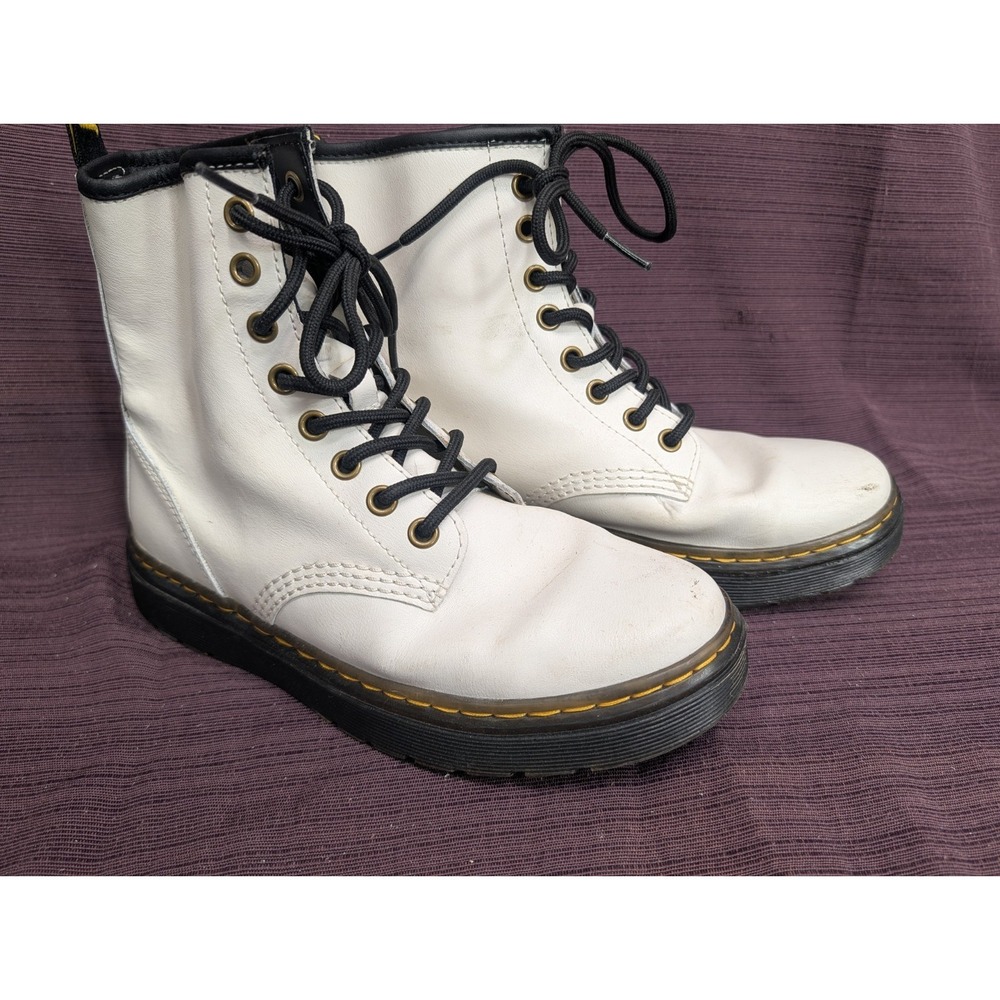 Dr. Martens Women's Zavala Leather Combat Boots - Size 6 in White